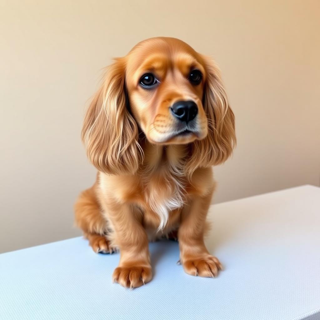 Cocker spaniel dorato dopo la toelettatura